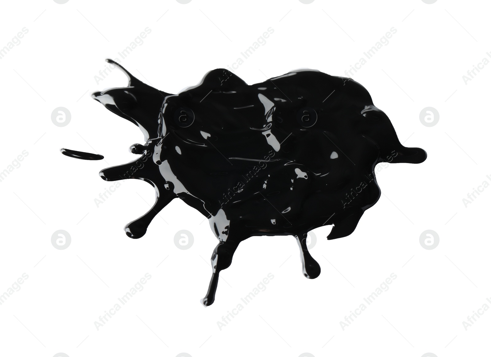 Photo of Blot of black paint on white background