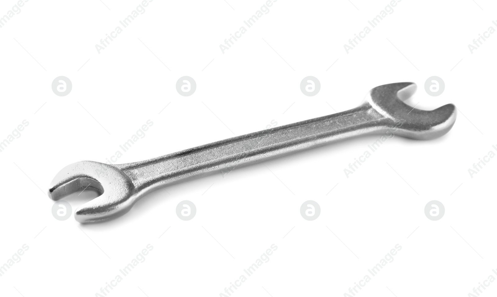 Photo of New wrench on white background. Plumber tools
