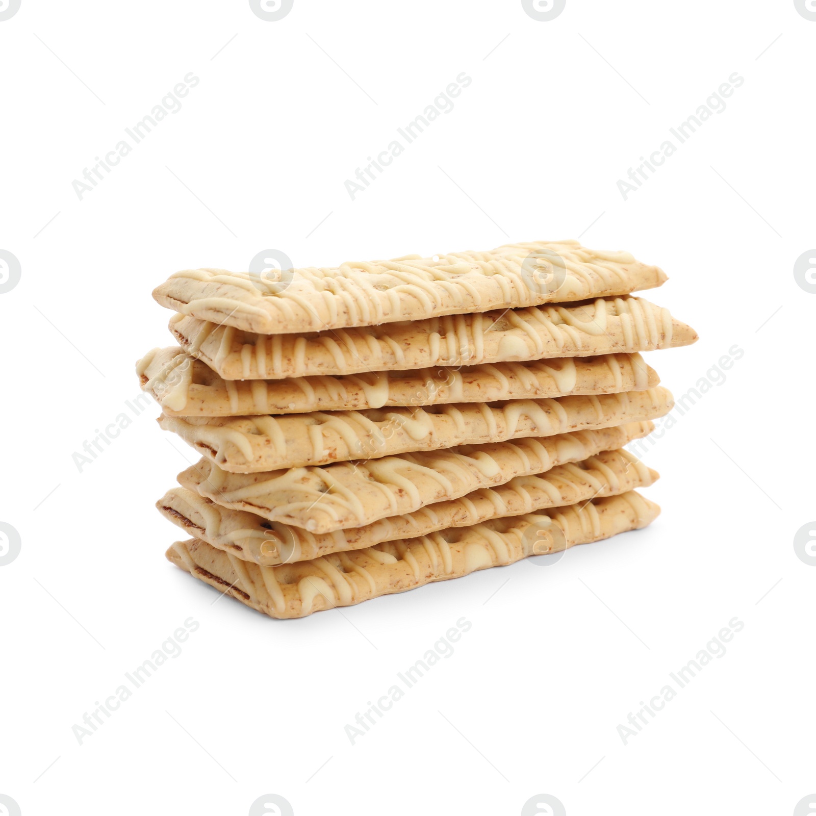 Photo of Tasty cookies with icing isolated on white