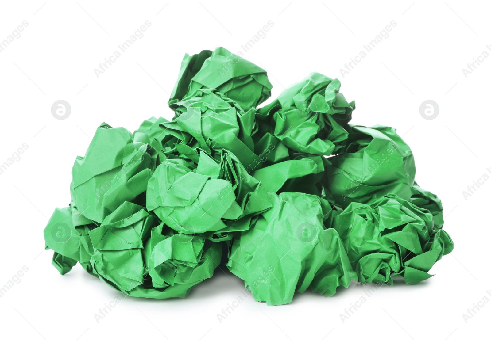 Photo of Pile of color crumpled sheets of paper isolated on white