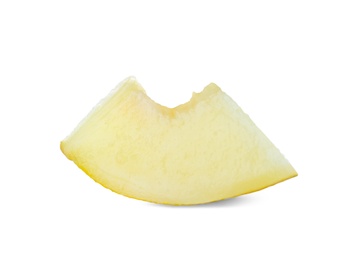 Piece of tasty ripe melon on white background