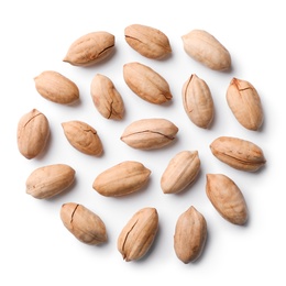 Photo of Composition with pecan nuts on white background, top view