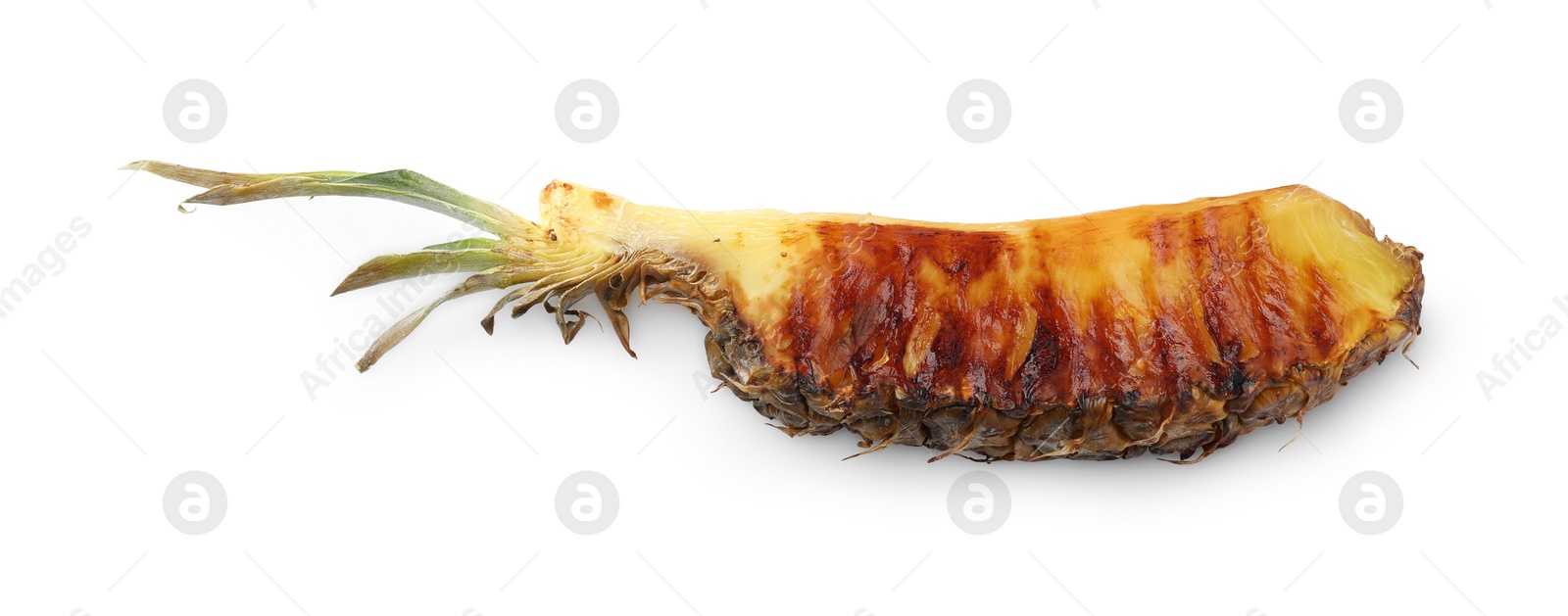 Photo of Piece of tasty grilled pineapple isolated on white background