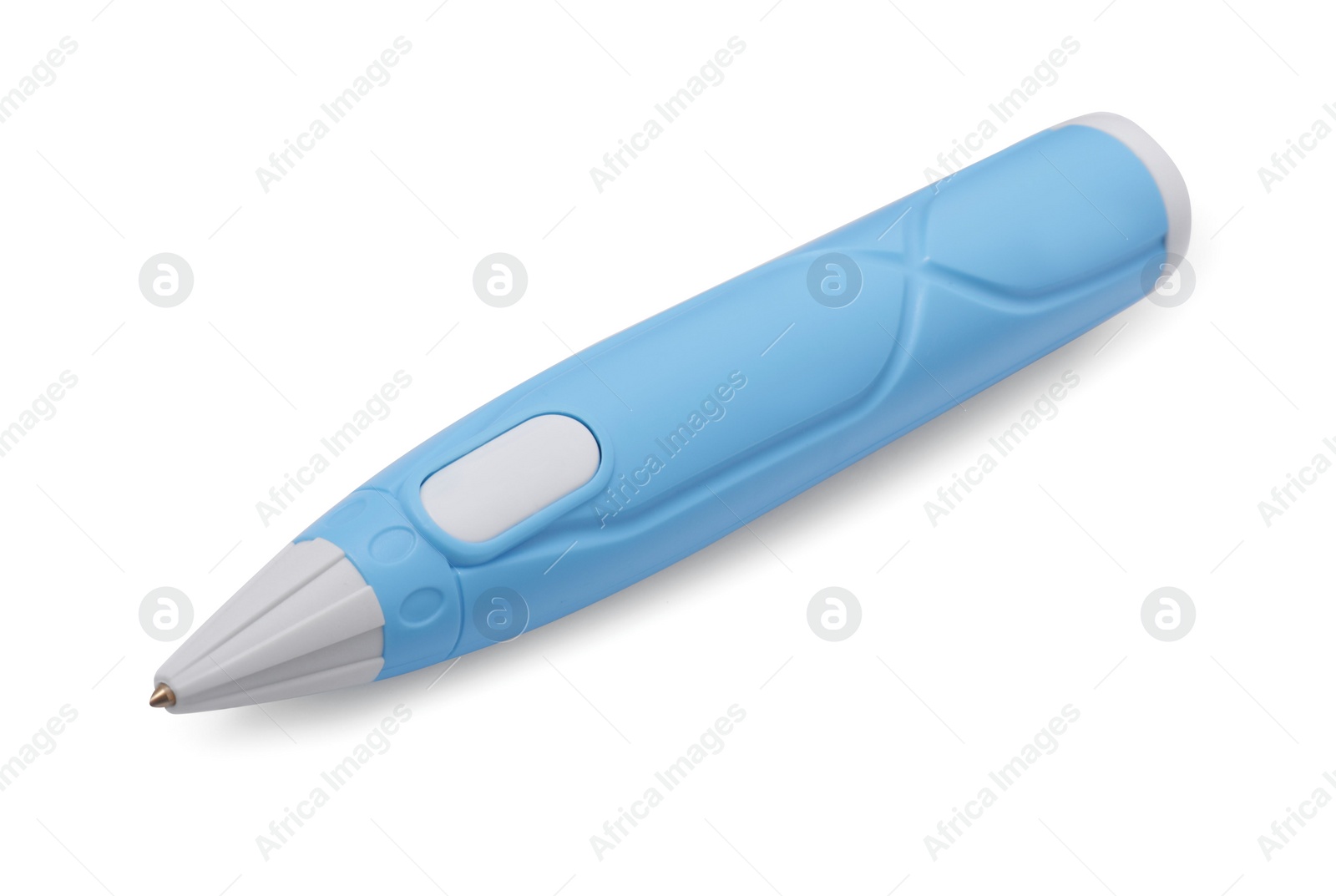 Photo of Stylish light blue 3D pen isolated on white