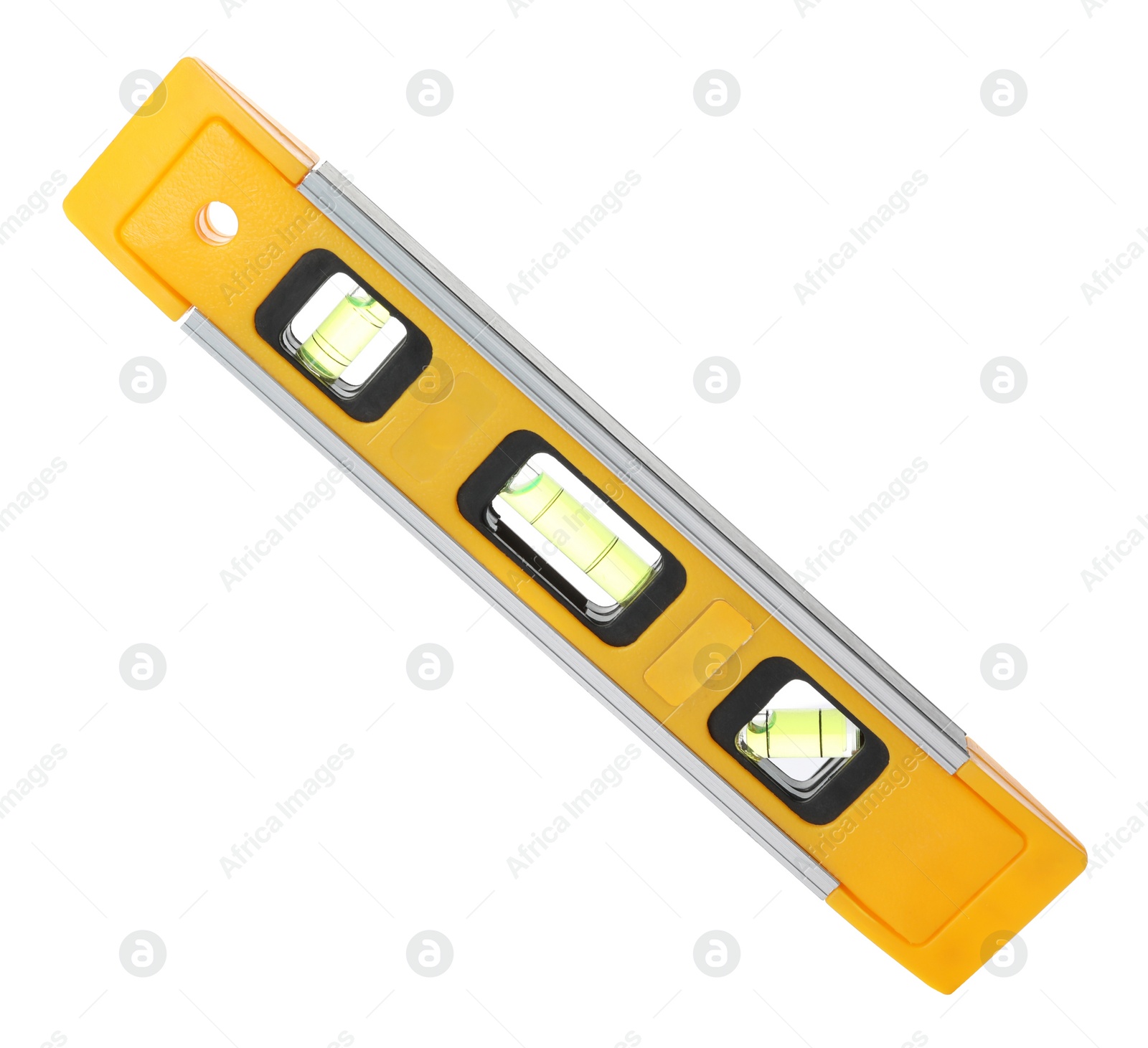 Photo of New building level on white background. Professional construction tool