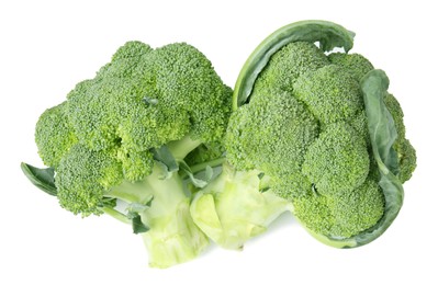 Fresh raw green broccoli isolated on white