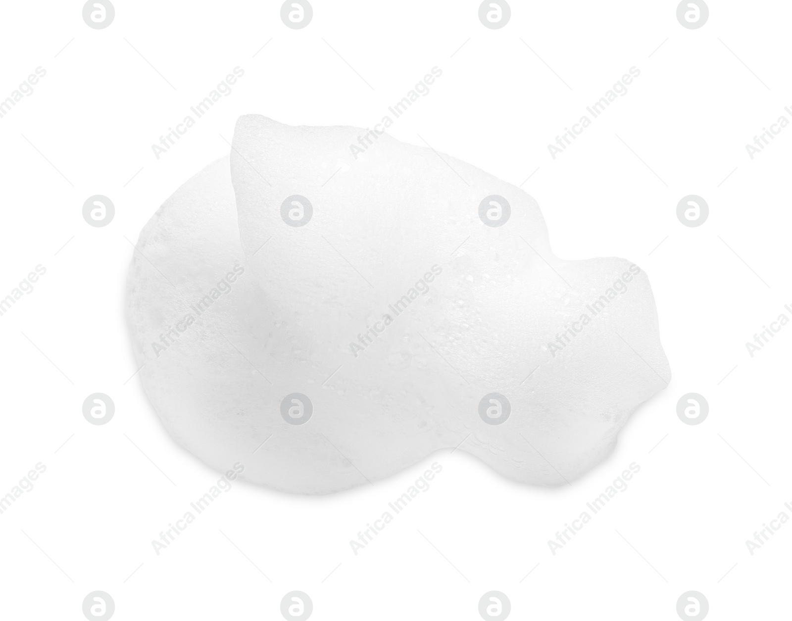 Photo of Foam with bubbles isolated on white, above view