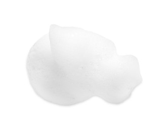 Photo of Foam with bubbles isolated on white, above view