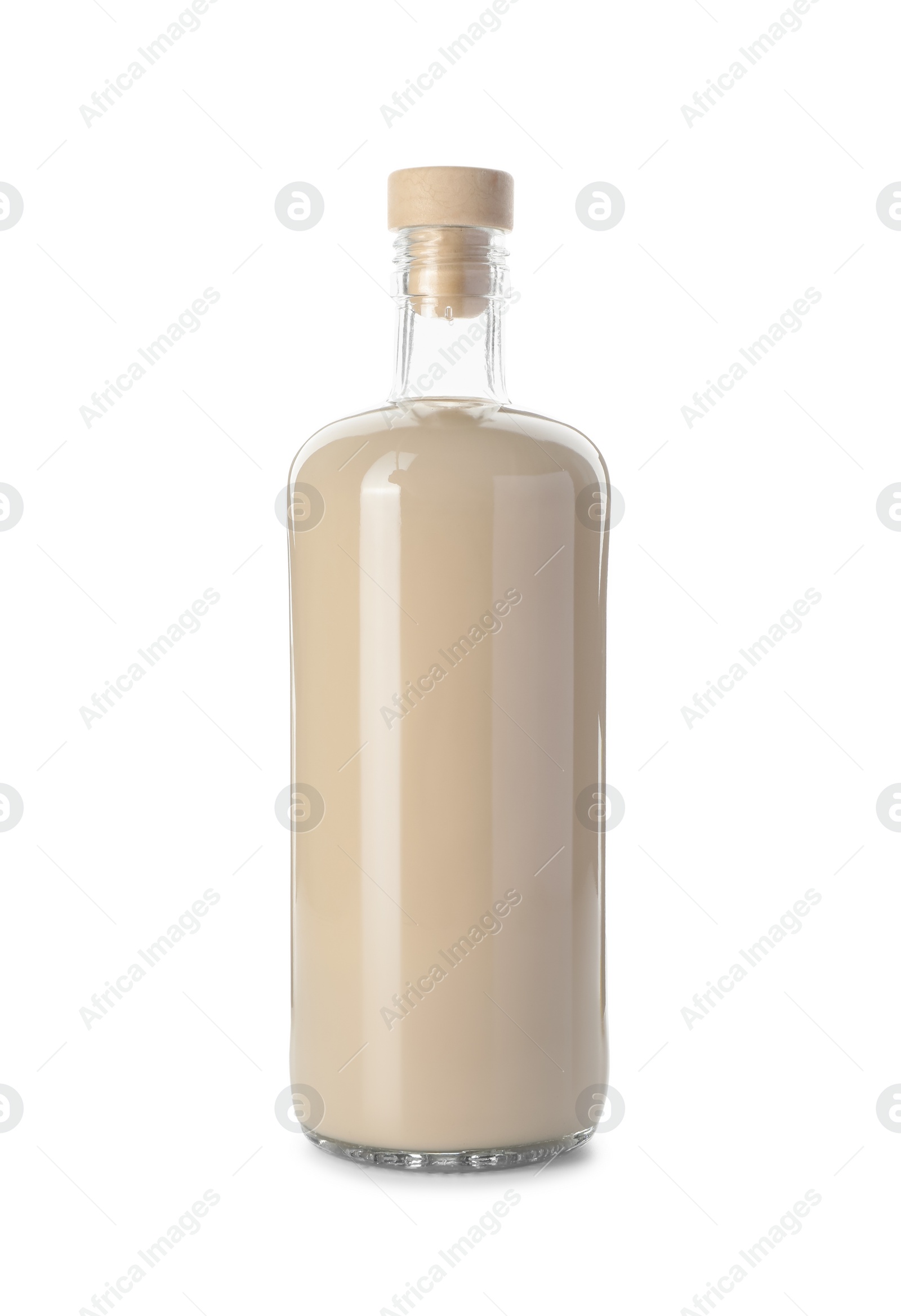 Photo of Bottle of coffee cream liqueur isolated on white
