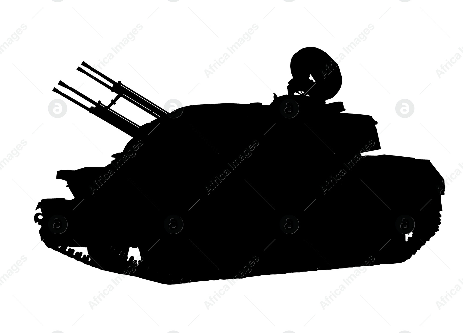 Image of Silhouette of armored fighting vehicle isolated on white. Military machinery