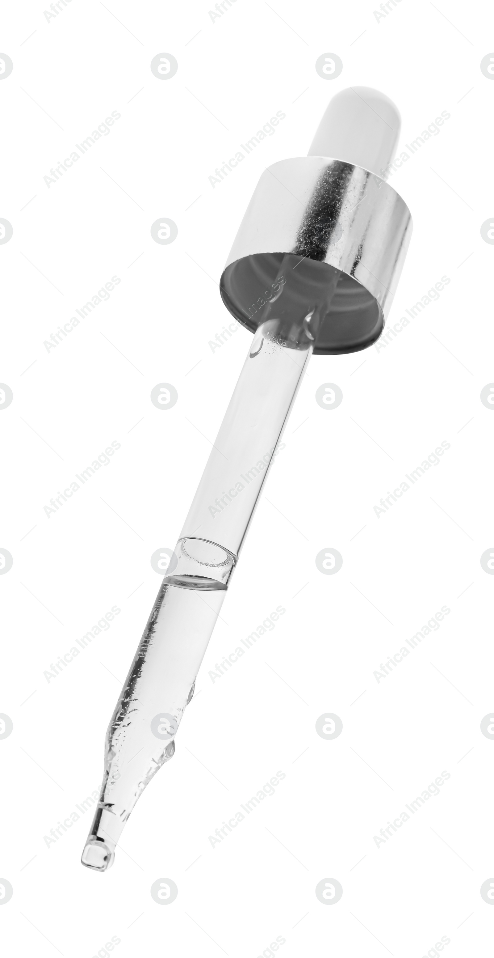 Photo of Pipette with face serum isolated on white