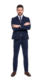 Photo of Handsome bearded businessman in suit on white background