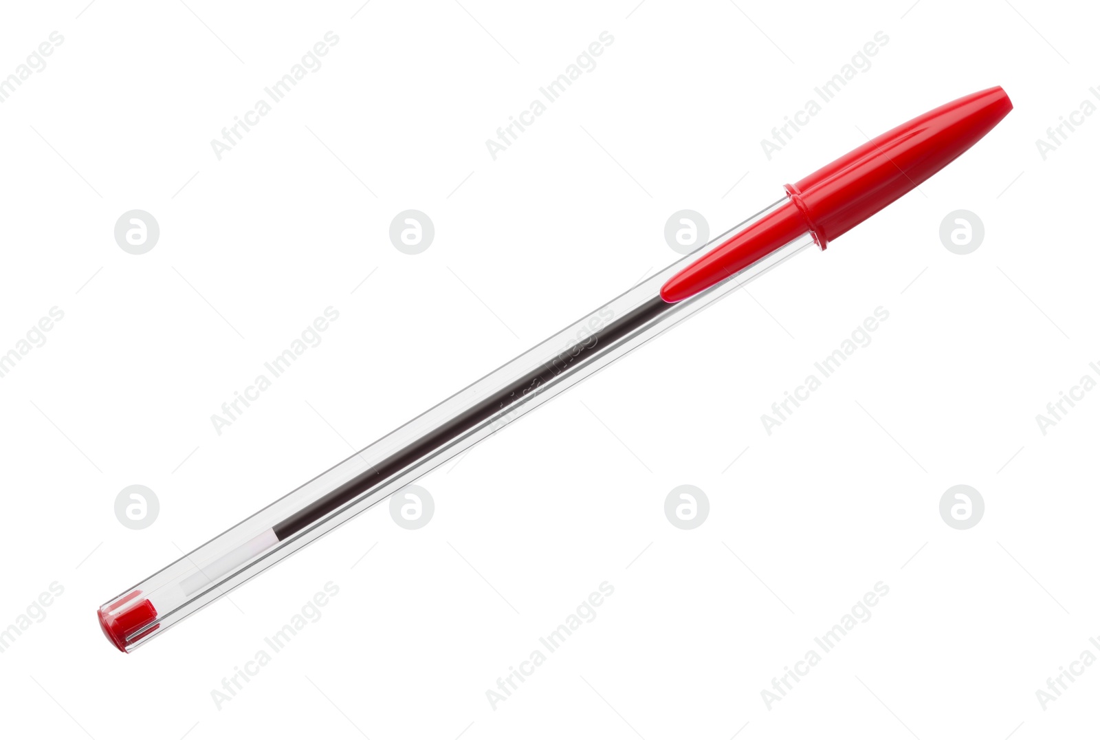 Photo of New stylish red pen isolated on white