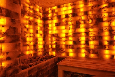 Photo of Interior of salt sauna in luxury spa center