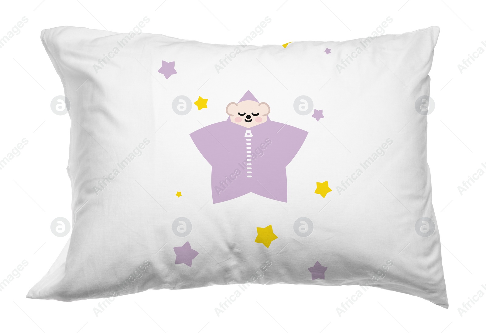 Image of Soft pillow with cute print isolated on white