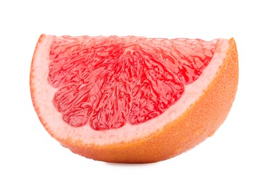 Cut ripe grapefruit isolated on white. Citrus fruit