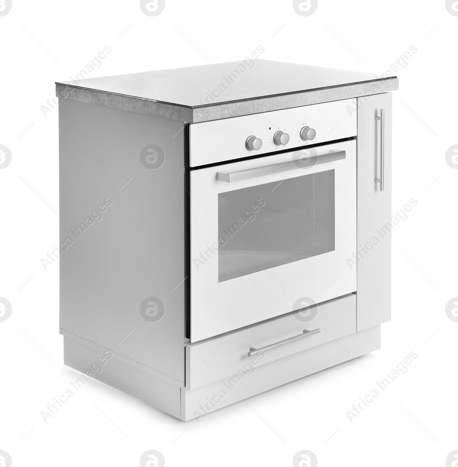 Photo of Modern electric oven on white background. Kitchen appliance