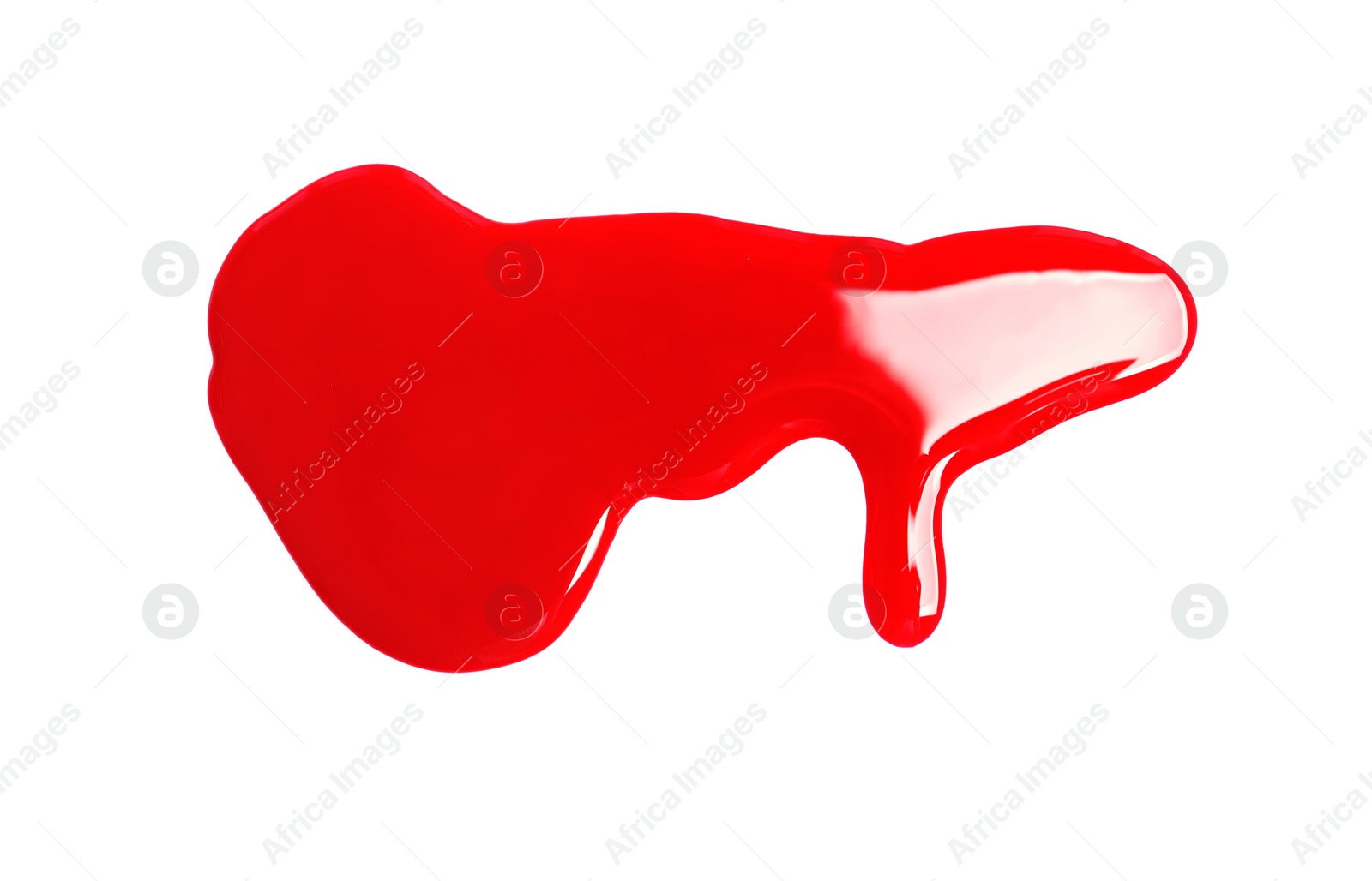 Photo of Colorful nail polish spilled on white background