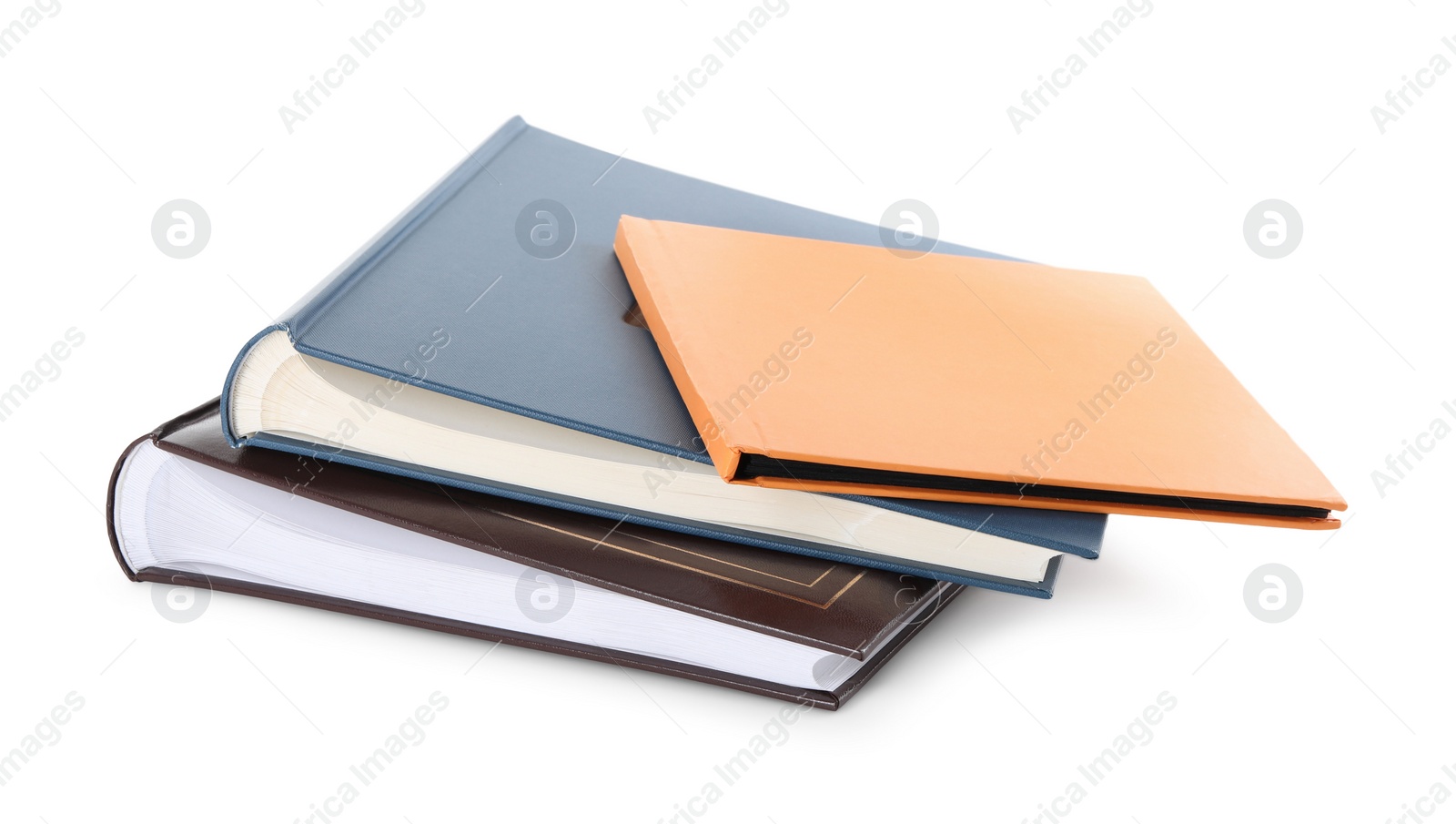 Photo of Stack of photo albums isolated on white