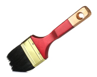 Photo of New paint brush on white background. Decorating tool