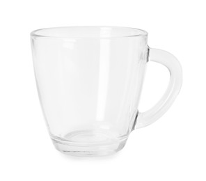 Photo of One clean glass cup isolated on white