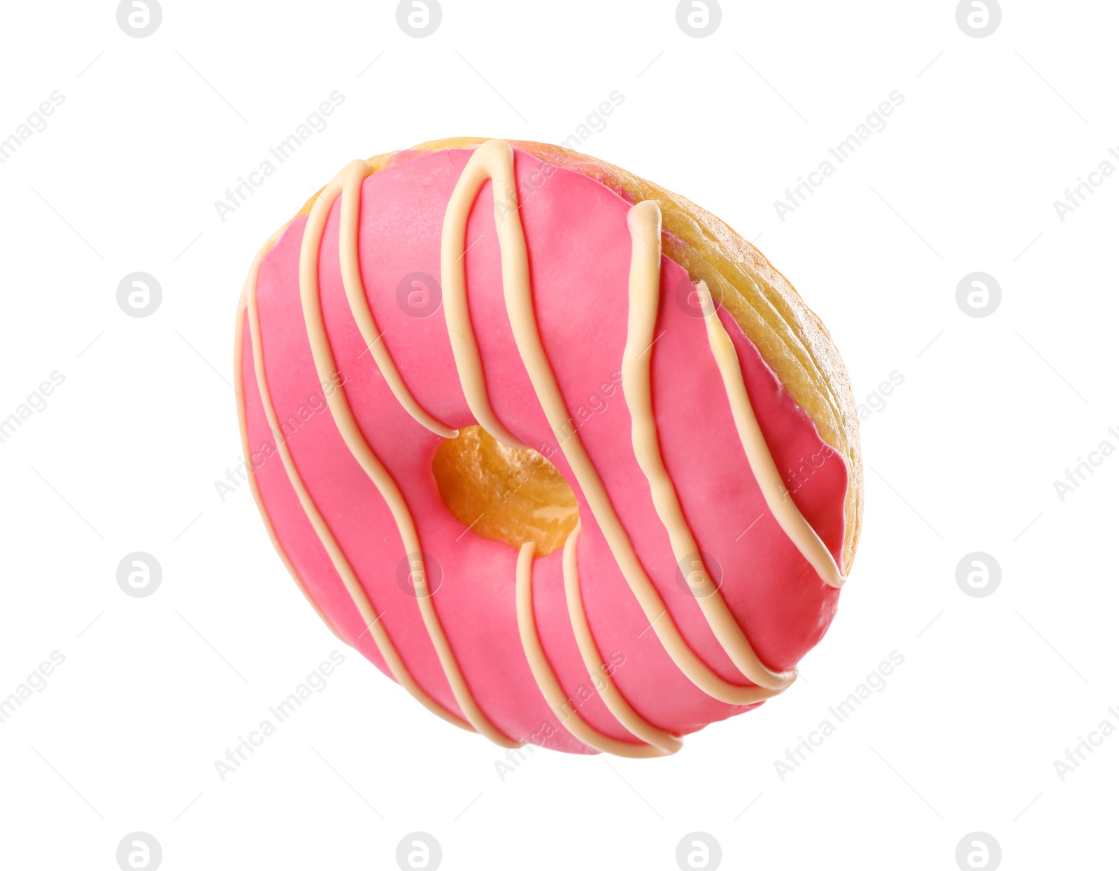 Photo of Sweet tasty glazed donut isolated on white