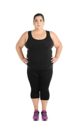 Photo of Portrait of overweight woman on white background