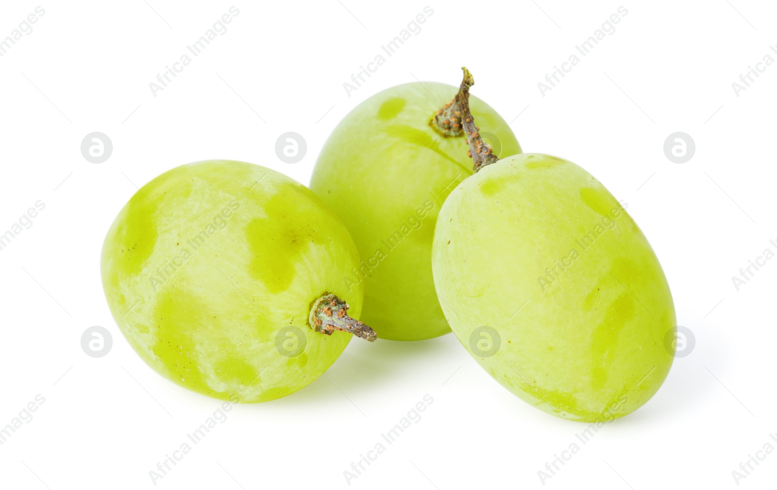 Photo of Delicious ripe green grapes isolated on white