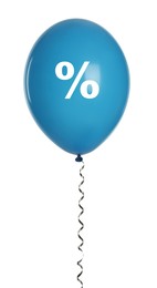 Image of Discount offer. Light blue balloon with percent sign on white background