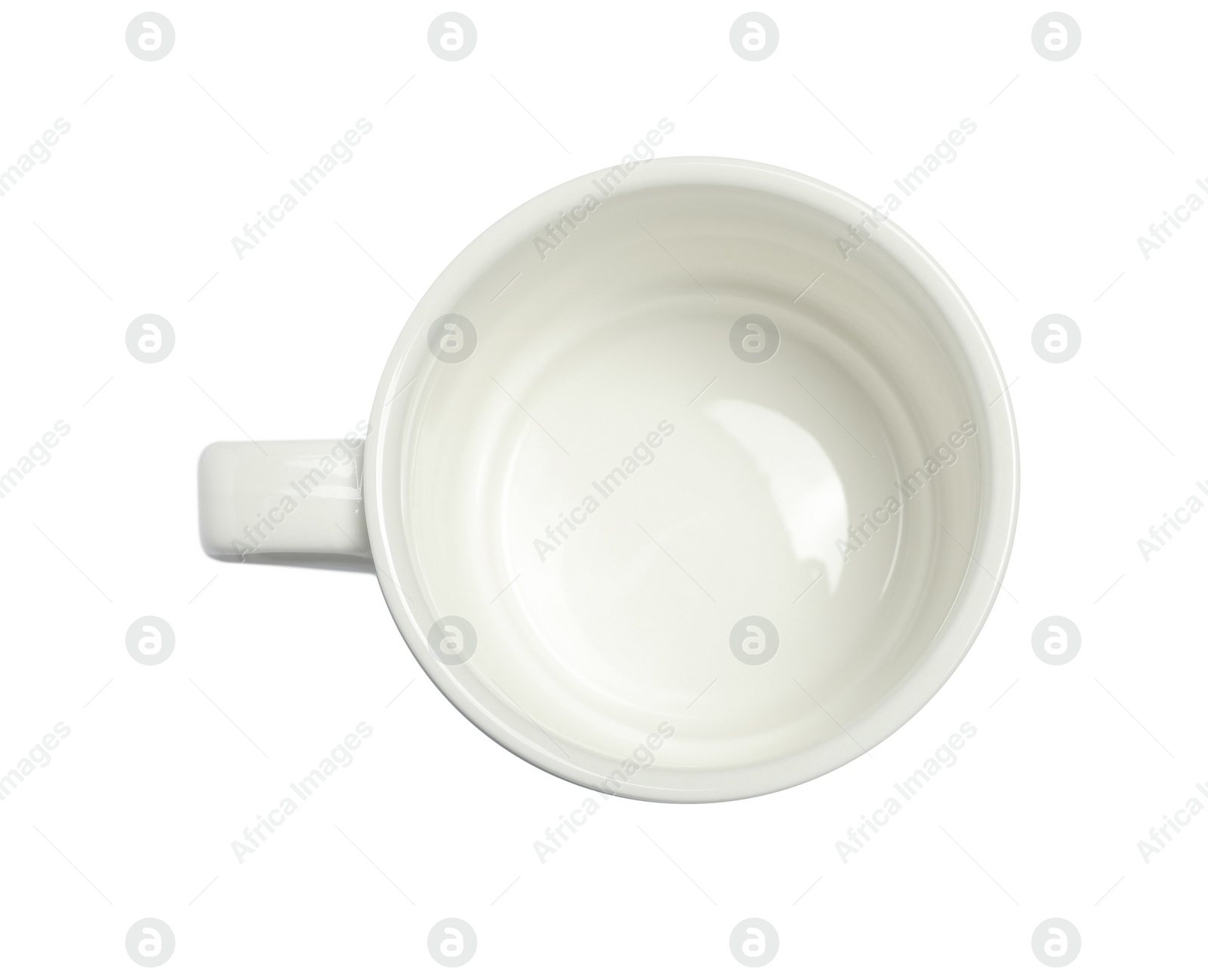 Photo of Ceramic cup isolated on white, top view