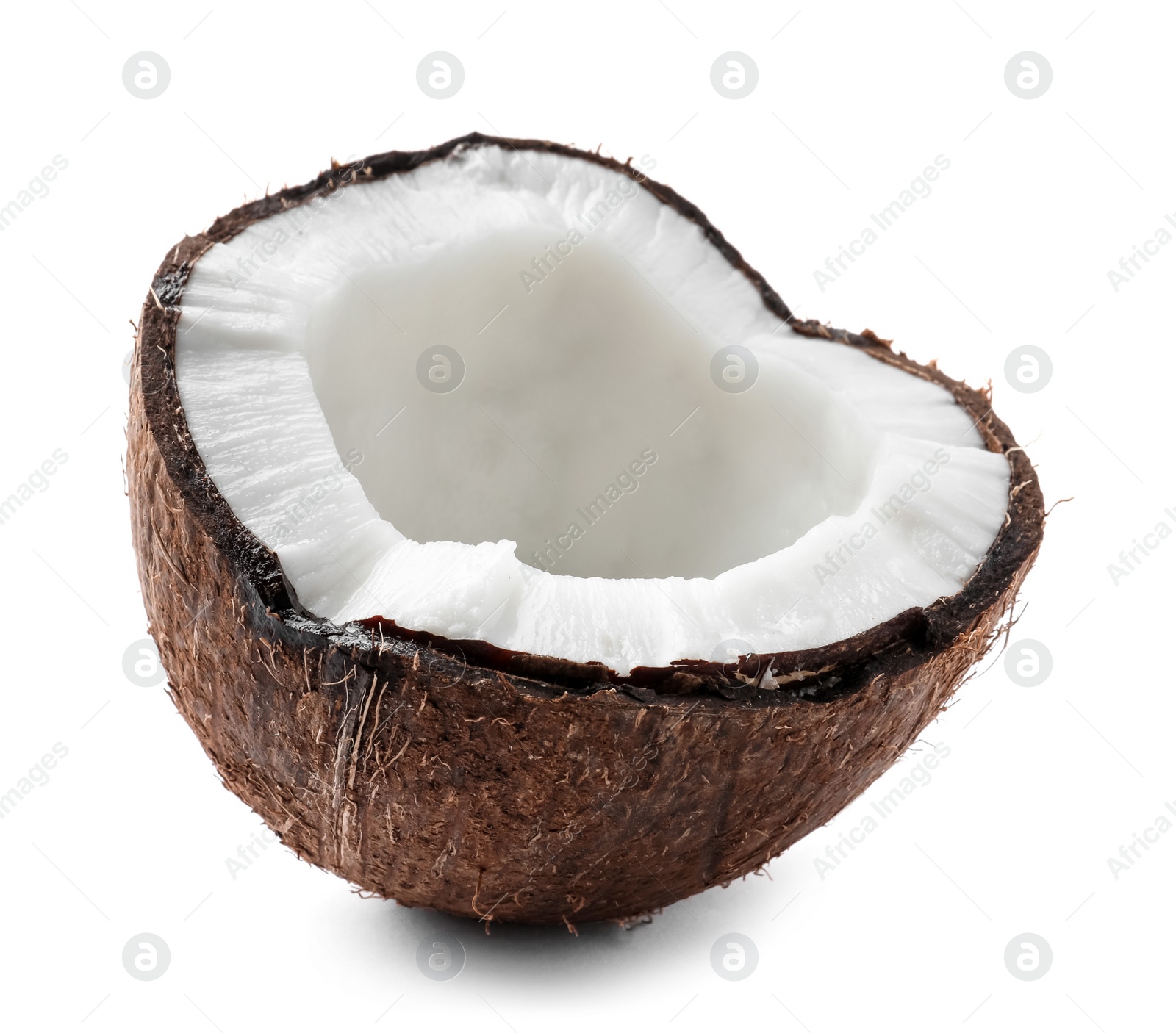 Photo of Half of ripe coconut isolated on white