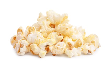 Fresh popcorn isolated on white. Tasty snack