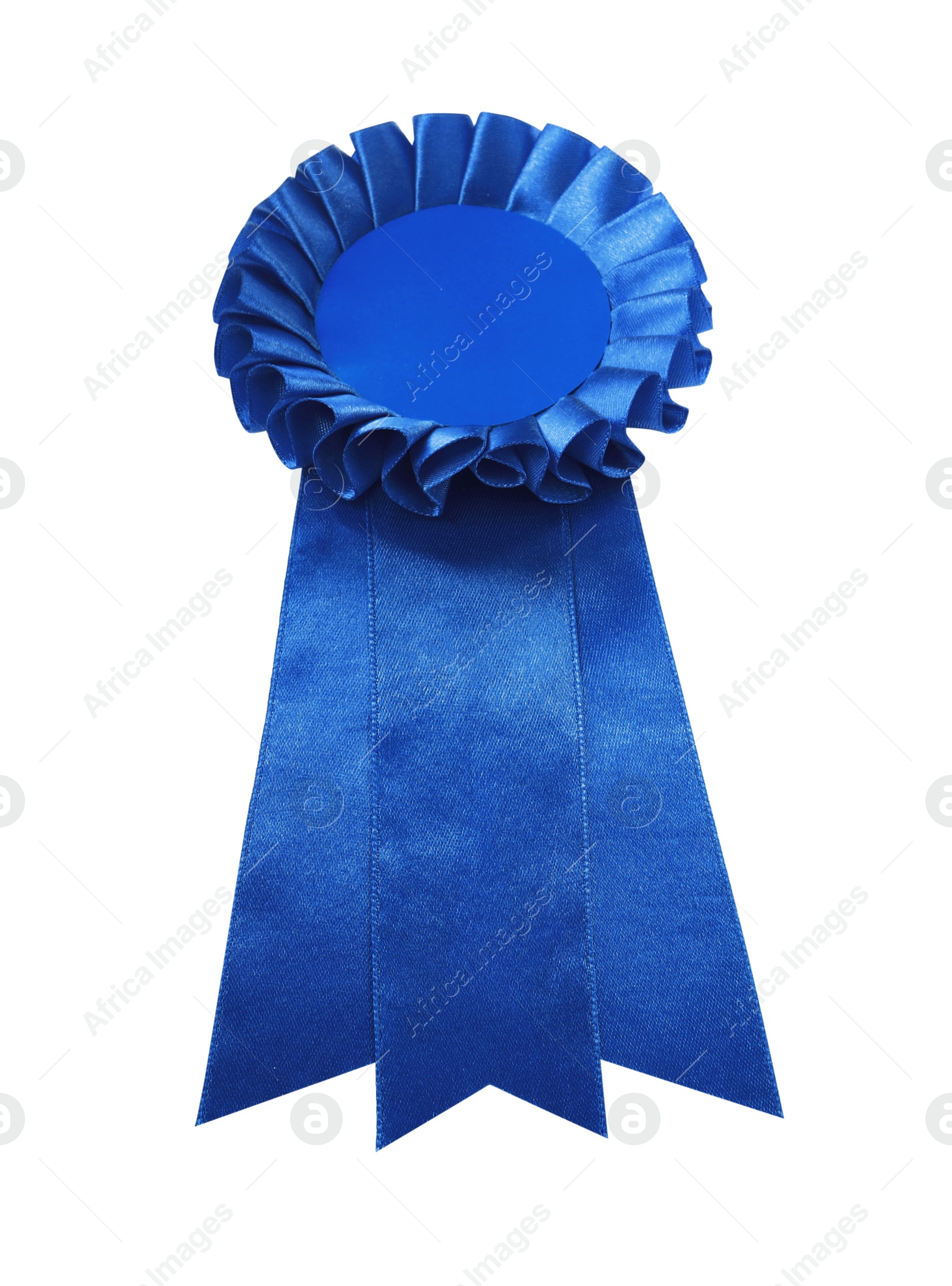 Photo of One blue award ribbon isolated on white