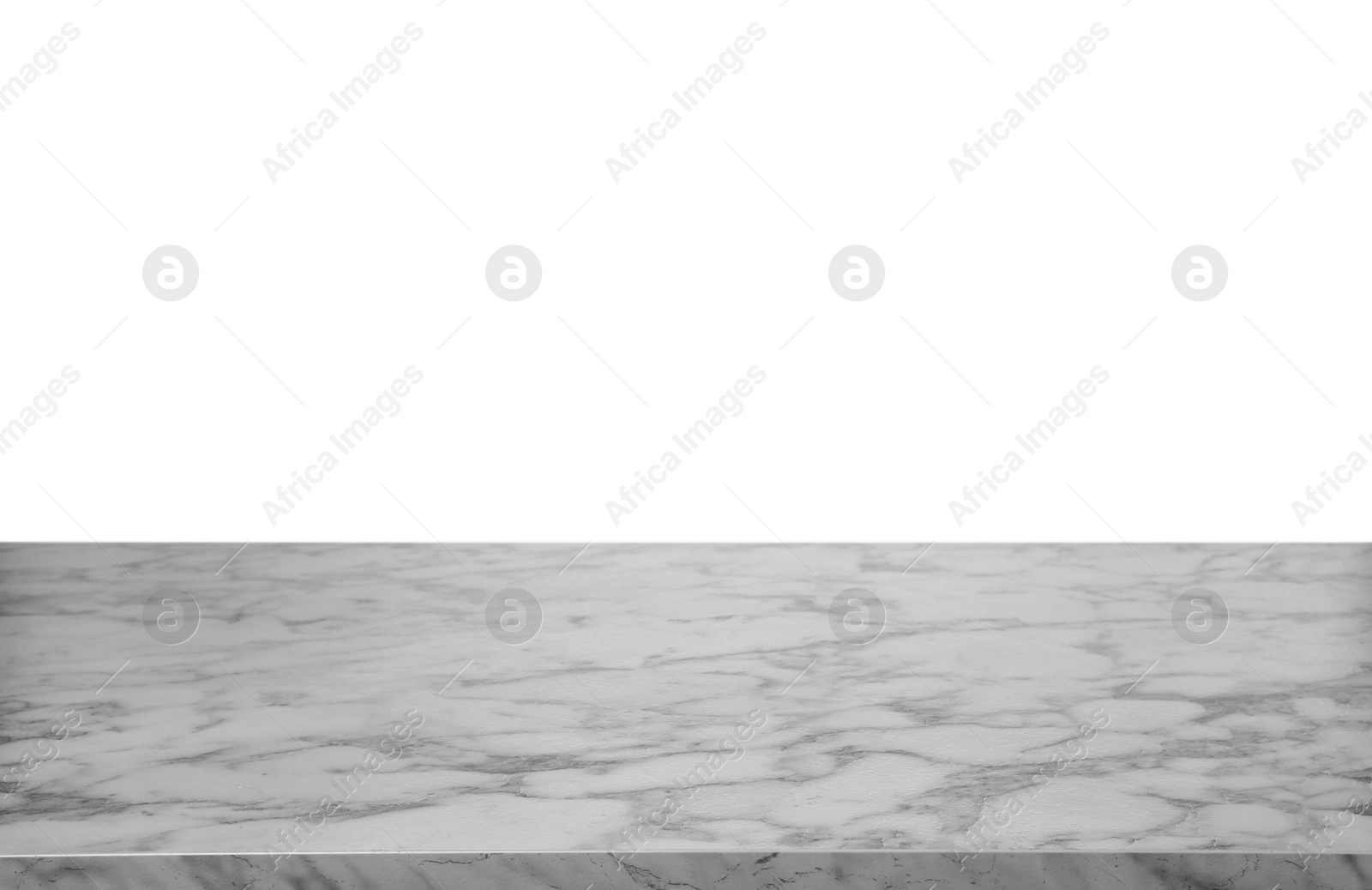 Photo of Empty marble surface against white background. Mockup for design