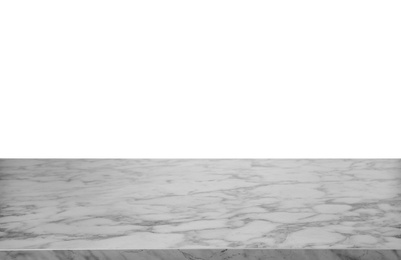 Empty marble surface against white background. Mockup for design