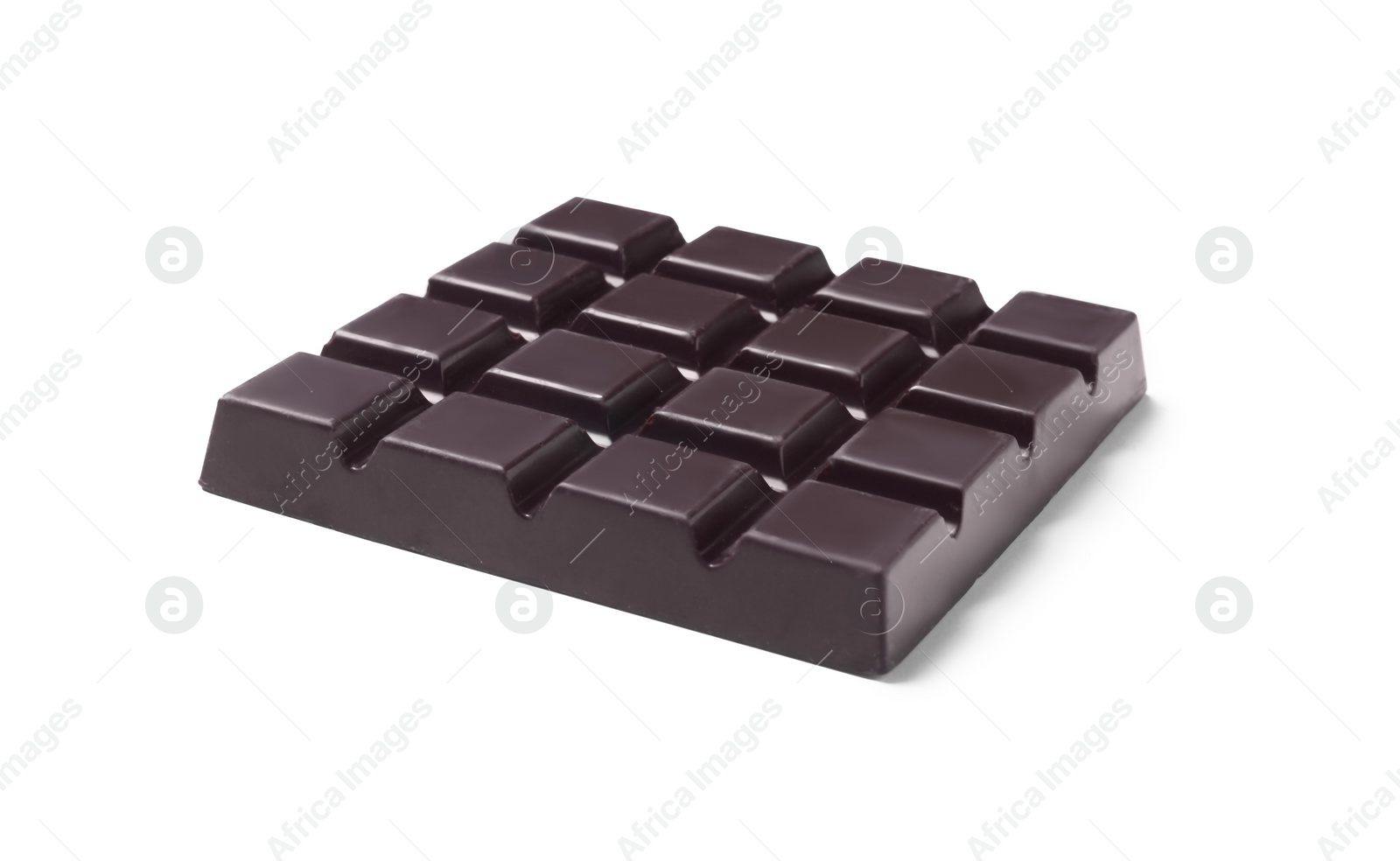 Photo of Delicious dark chocolate bar isolated on white