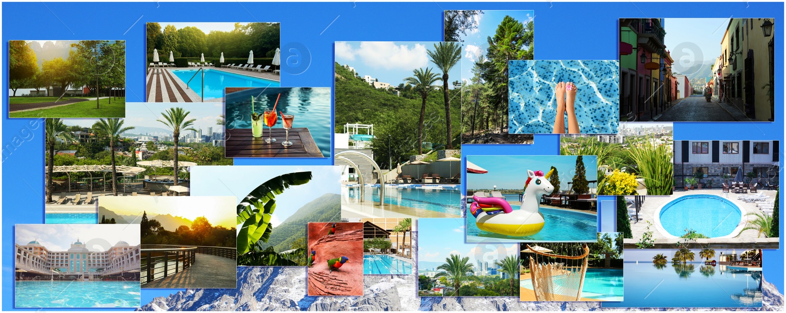 Image of Photos of different places to travel, collage design