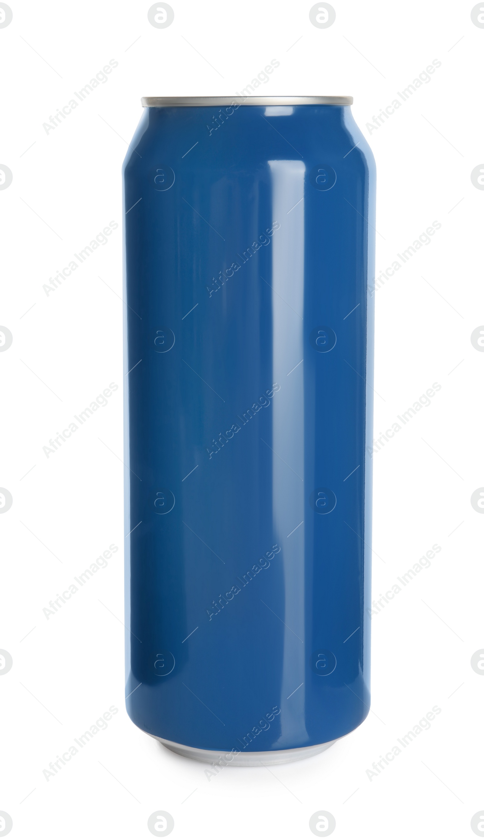 Photo of Blue aluminum can isolated on white. Mockup for design