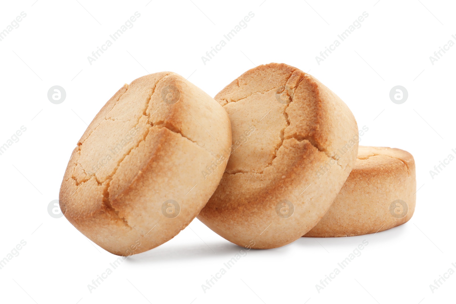 Photo of Sweet delicious butter cookies on white background