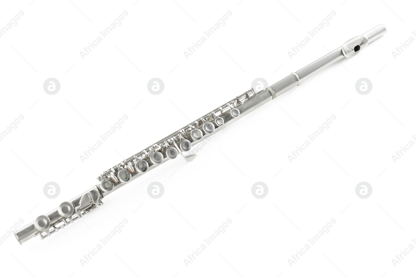 Photo of Flute isolated on white. Wind musical instrument