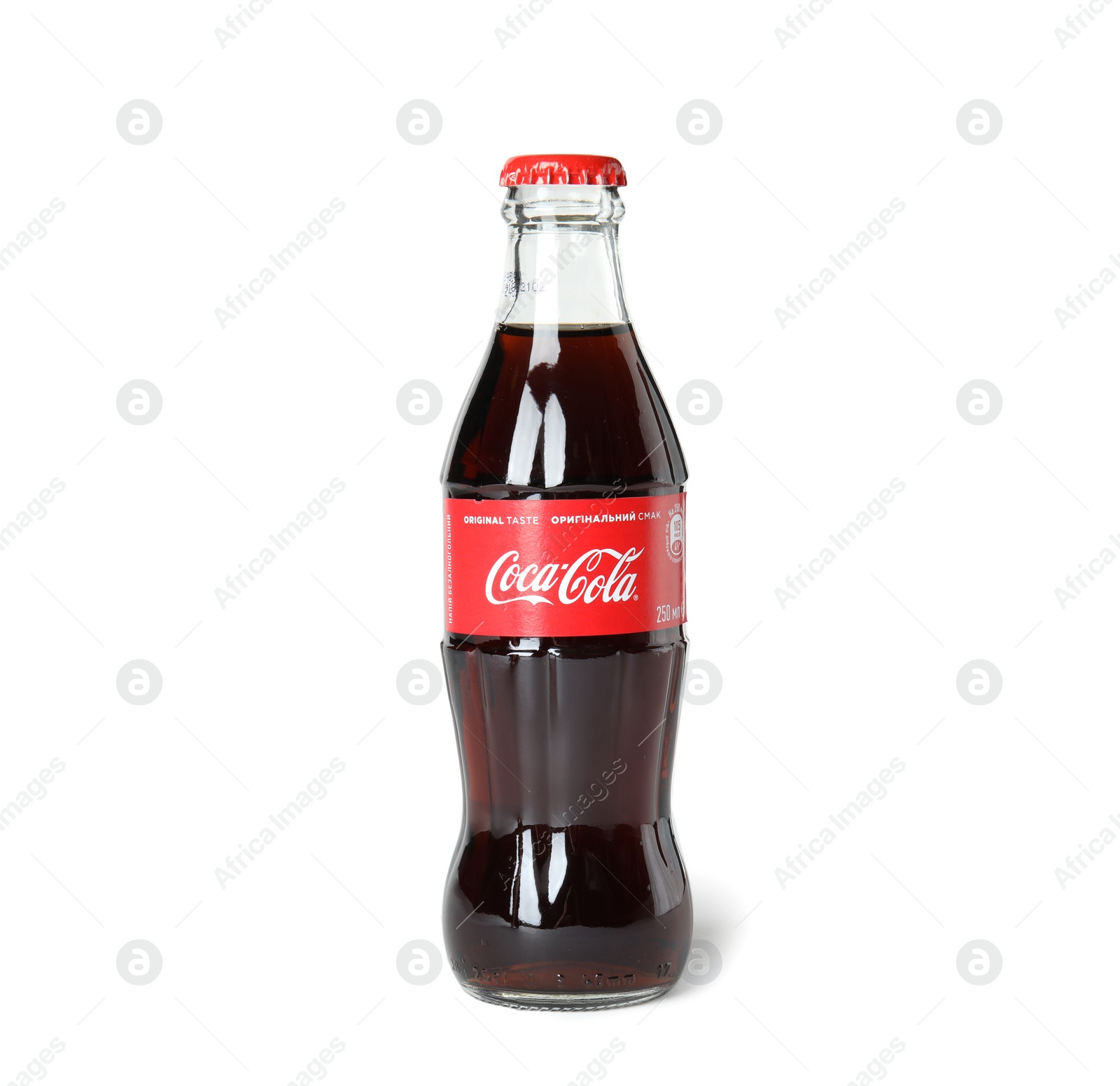 Photo of MYKOLAIV, UKRAINE - NOVEMBER 14, 2018: Bottle of Coca-Cola on white background