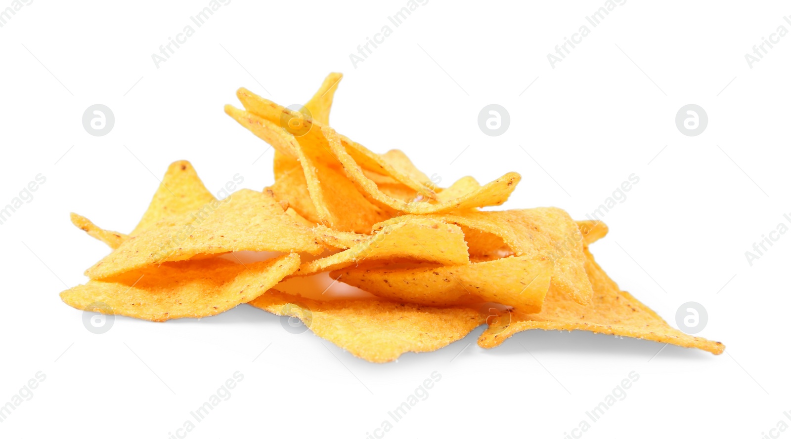 Photo of Tasty Mexican nachos chips on white background