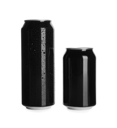 Aluminum cans on white background. Mockup for design