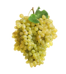 Photo of Bunch of fresh ripe juicy grapes isolated on white