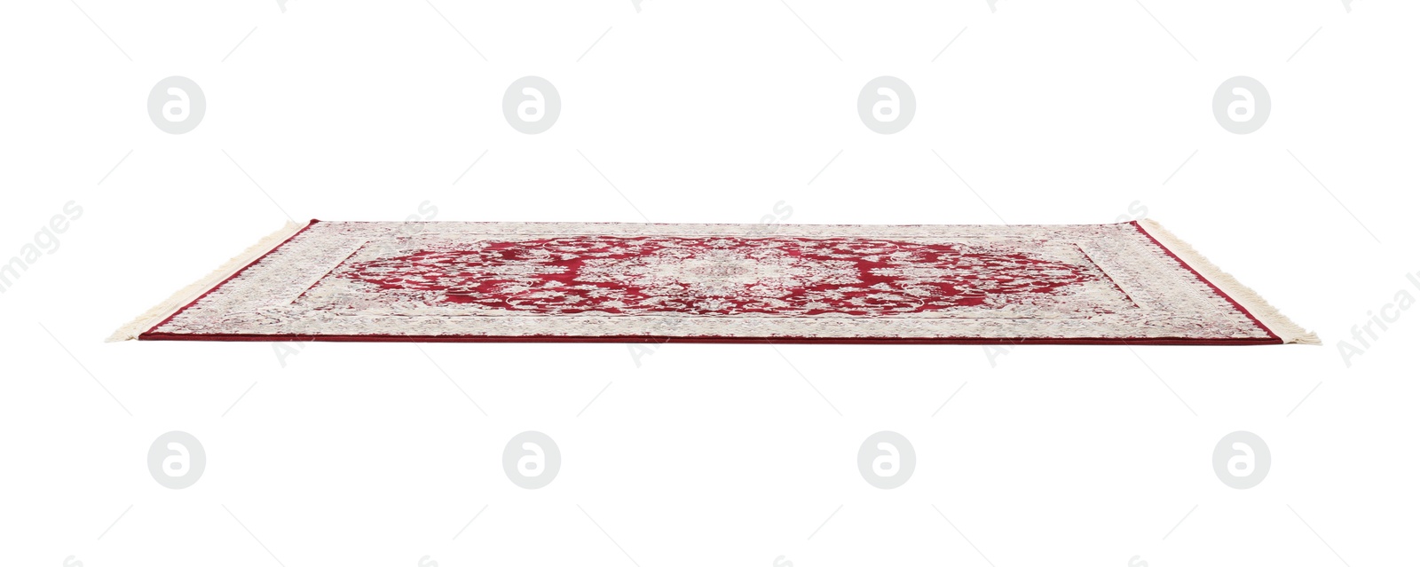 Photo of Soft carpet with beautiful pattern isolated on white