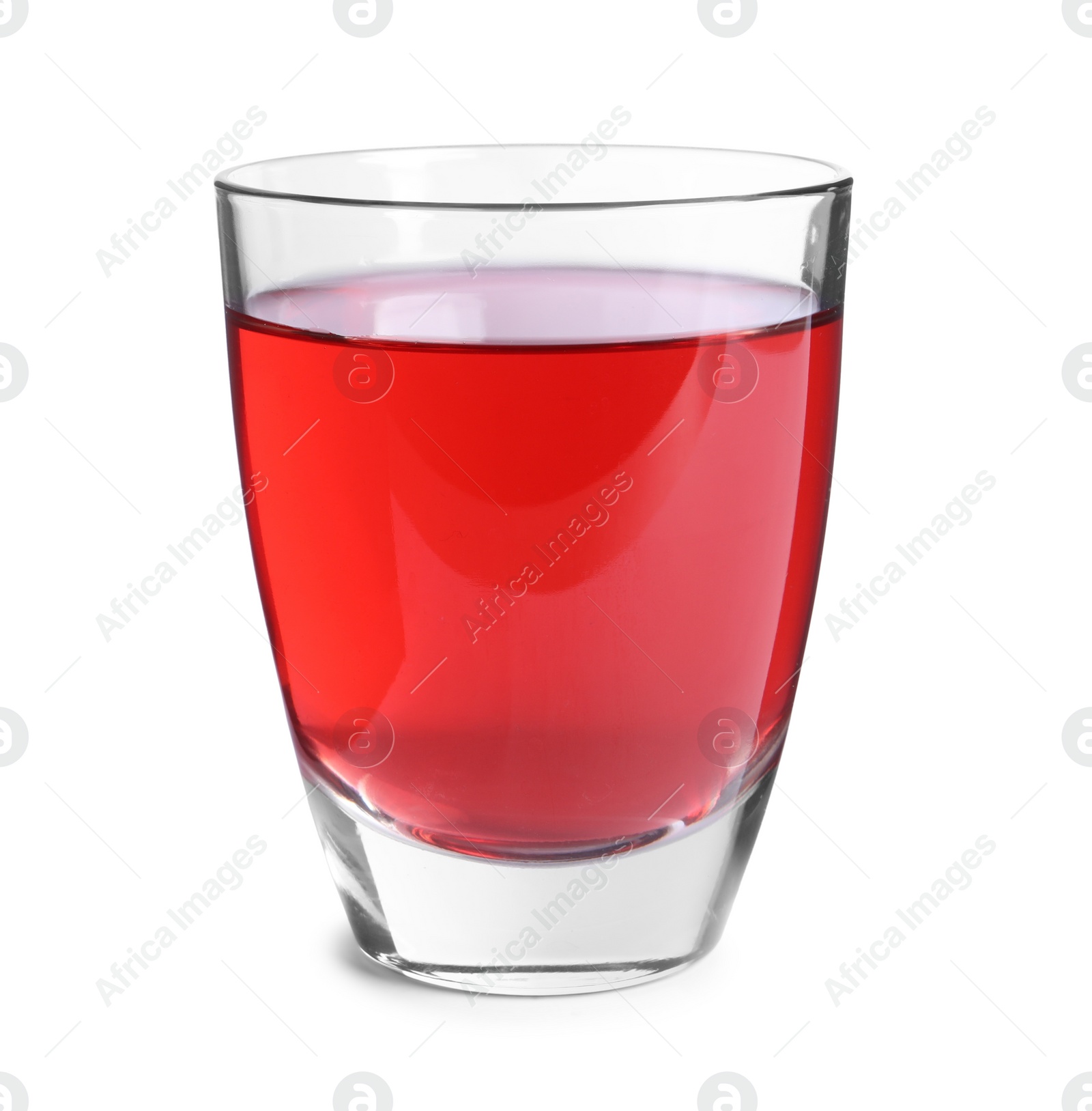 Photo of Tasty cranberry juice in glass isolated on white