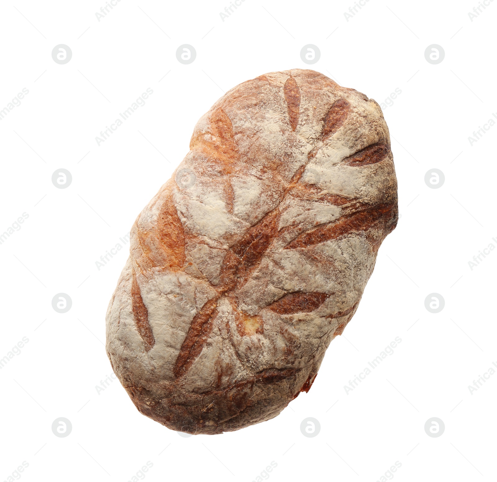 Photo of Loaf of delicious fresh bread isolated on white
