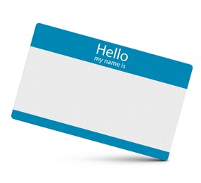 Illustration of Card with text Hello my name is on white background, illustration. Mockup for design 