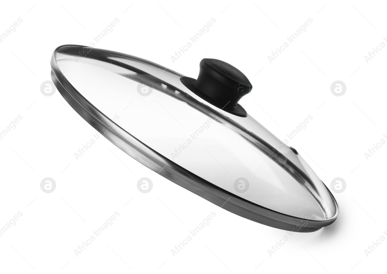 Photo of New glass lid for pan isolated on white