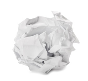 Crumpled sheet of paper on white background